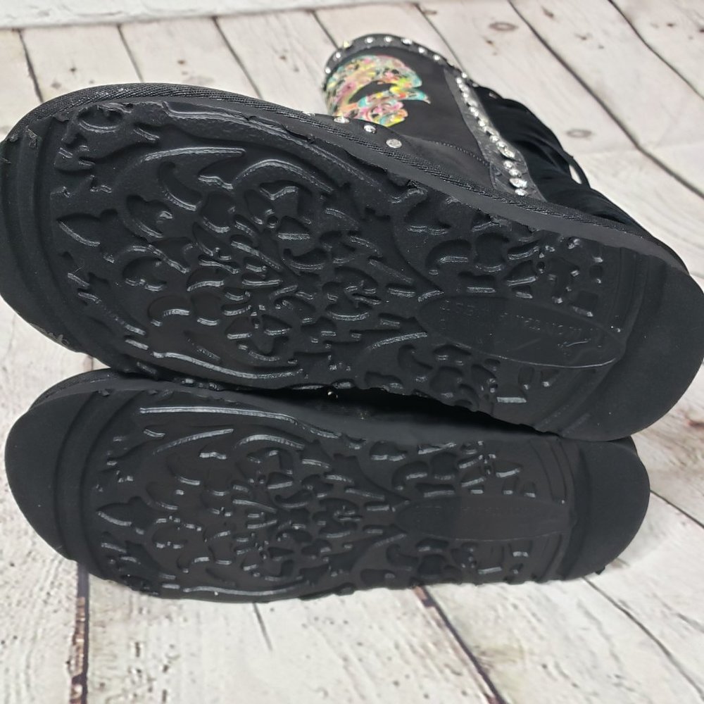 MONTANA WEST Black Sugar Skull Shearling Boots - Picture 8 of 9